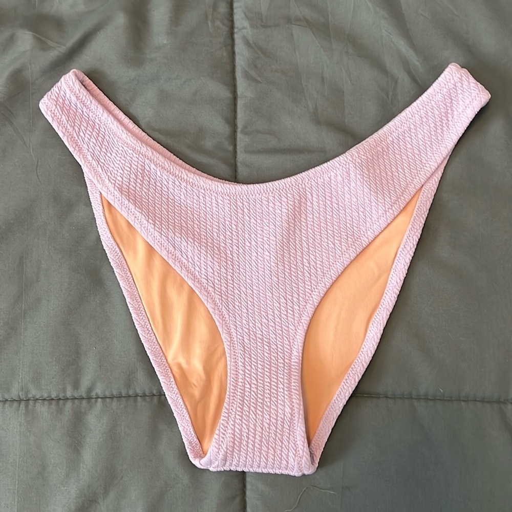 JCrew Textured Curved Waist Cheeky Bikini Bottom Pink Size Medium NWT